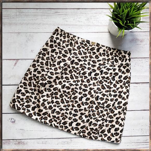 MARC BY MARC JACOBS Leopard Print Tan Brown Pleated Short A-line Skirt size 4 - Picture 1 of 5